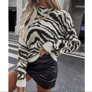 Zebra print knit sweater